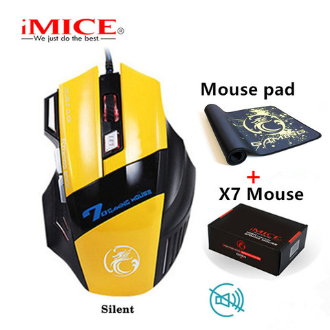 iMICE Large Mouses Pad & X7 Wired Gaming Mouse 7 Buttons 2400 DPI LED Optical USB Ergonomic Game Mouse Mice For Laptop Computer ► Photo 1/6