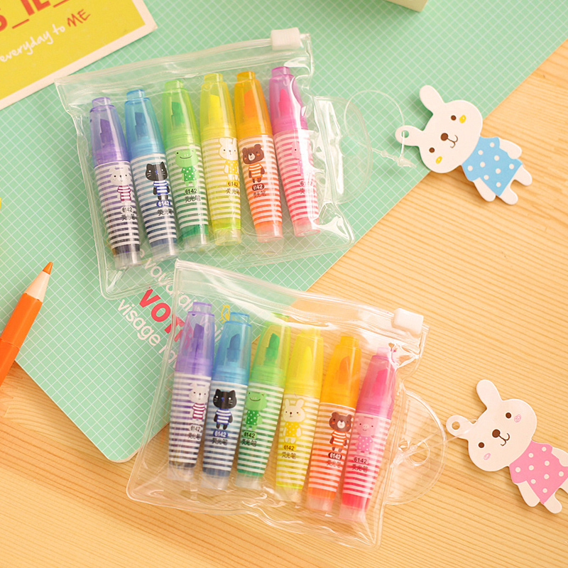 6 pcs/lot rabbit mini highlighter pen marker pens kawaii