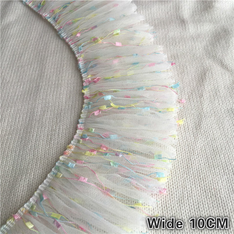 10CM Wide Luxury White Tassel Veil 3D Lace Fabric Collar Ribbon Edge Trim For Fluffy Dress Curtains DIY Sewing Guipure Supplies ► Photo 1/4