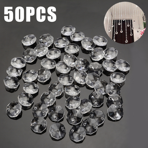 New 14mm 50PCS Chic Luster Crystal Glass Octagonal Beads Clear Chandelier Parts Chandelier Pendant Prism Parts Lighting Decor ► Photo 1/6