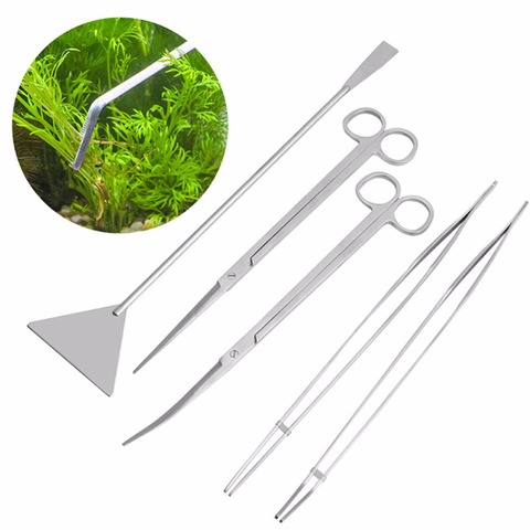 Nicrew 3/5pcs Aquarium Maintenance Tools Kit Tweezers Scissors For Tank Live Plants Grass Free Shipping High Quality Stainless ► Photo 1/6