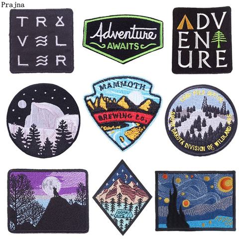 Prajna Adventure Embroidered Patches For Clothing Iron On Patches On Clothes Stripes Outdoor Hiking Patch Ironing Badges Jacket ► Photo 1/6