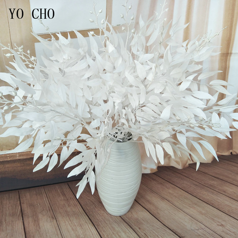 YO CHO Artificial White Flower Plant Wedding Bouquet Decoration Silk Flower Home Vase Decor Willow Leaf Green Grass Fake Flowers ► Photo 1/6