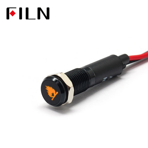 FILN 8mm  Car dashboard The flame symbol led red yellow white blue green 12v led indicator light with 20cm cable ► Photo 1/6