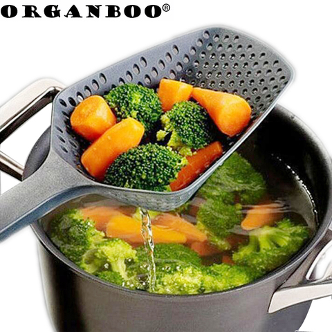 ORGANBOO 1PC Kitchen Accessories Gadgets Nylon Strainer Scoop Colander Drain Veggies Water Scoop Gadget Cooking Tools Black ► Photo 1/6