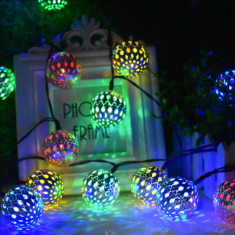 10/20 LED Moroccan Ball Solar String Lights Fairy Globe Waterproof Lantern Light Decorative Lighting for Home Garden Party Decor ► Photo 1/6