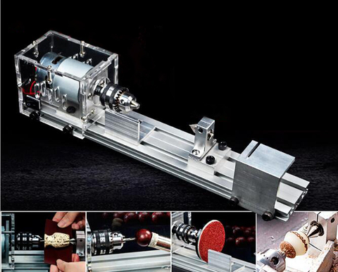 Mill Mini Lathe Machine DIY Woodworking Buddha Grinding Polishing Beads Wood Milling Cutters Drill Rotary Tool CNC Vise DC12-24V ► Photo 1/1