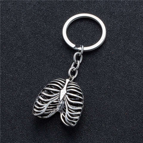 Fashion Stainless Steel Keychain Punk Human Rib Cage Skeleton Pendant Suspension Keys Rings Chain Charm Rock party accessories ► Photo 1/5