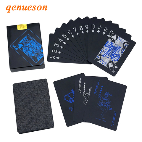 New Hot Smooth Waterproof Black Plastic Playing Cards Black Plastic Texas Hold'em Poker Cards Baccarat Board Game 2.48*3.46 inch ► Photo 1/6