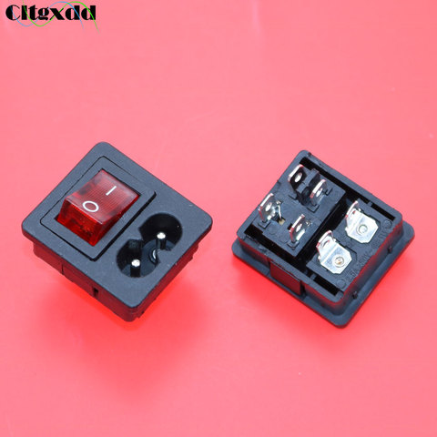 cltgxdd AC 2.5A 250V IEC 320 C8  Power Cord Inlet Socket receptacle With ON-OFF Red Light Rocker Switch for Computer Amplifier ► Photo 1/3