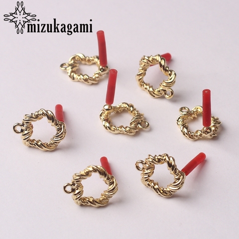Zinc Alloy Golden Distorted Round Circle Base Earrings Connector Charms 14mm 6pcs/lot For DIY Drop Earrings Making Accessories ► Photo 1/4