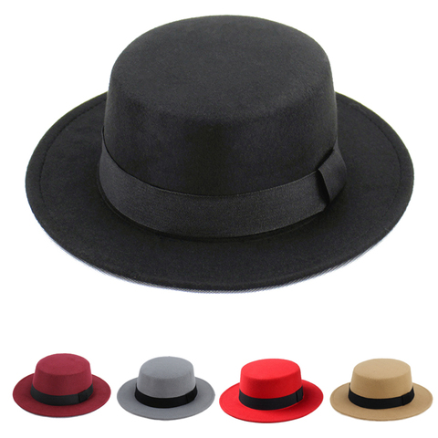 Classic Retro Felt Bowler Fedoras Hat BREAKING BAD Hat for Men Women Trilby Cap Ribbon Pork Pie Hat ► Photo 1/6