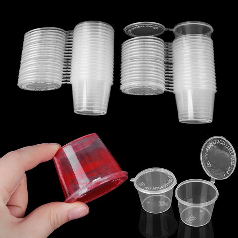 10/25Pcs 25/27/40/45ml Plastic Takeaway Sauce Cup Containers Food Box With Hinged Lids Pigment Paint Box Palette Disposable Box ► Photo 1/6