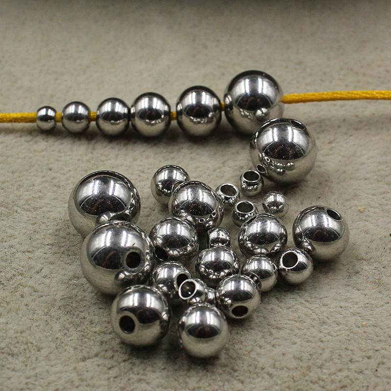 20/50pcs Silver Steel Metal Beads Round Loose Spacer Charm Craft Jewelry 5/6/8MM
