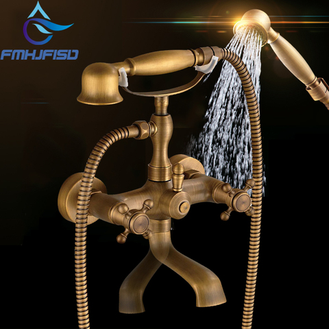 Antique Brass Waterfall 2 Handle Widespread Bathtub Faucet Roman Bath Shower Faucet Cold and Hot Water Taps ► Photo 1/6