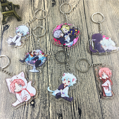 Japanese Anime Gintama Keychain small Gintoki Cute Key Chain Pendant Acrylic Cartoon Key Ring Gift Decoration ornament ► Photo 1/6