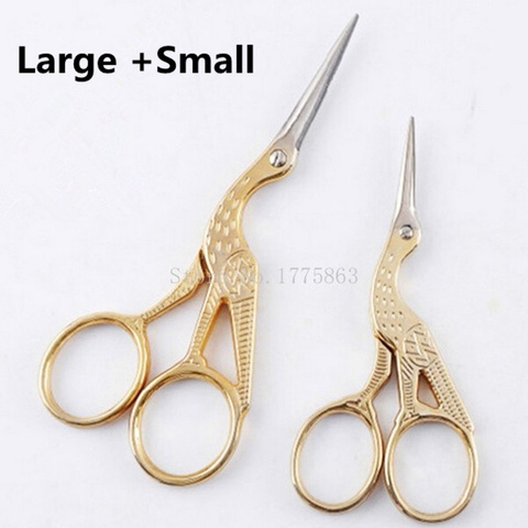 2Pcs/Lot Durable Stainless Steel Vintage Classic Embroidery Scissors Nail Art Stork Scissors Cutters Styling Tools  AA7485 ► Photo 1/3