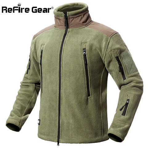 ReFire Gear Winter Tactical Thicken Fleece Jacket Men Warm Polar Military Army Jacket Patchwork Multi Pocket Man Outerwear Coat ► Photo 1/6