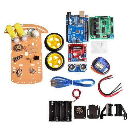 Avoidance Tracking Motor Smart Robot Car Chassis Kit Speed Encoder Battery Box 2WD Ultrasonic Module kit For Arduino ► Photo 1/6