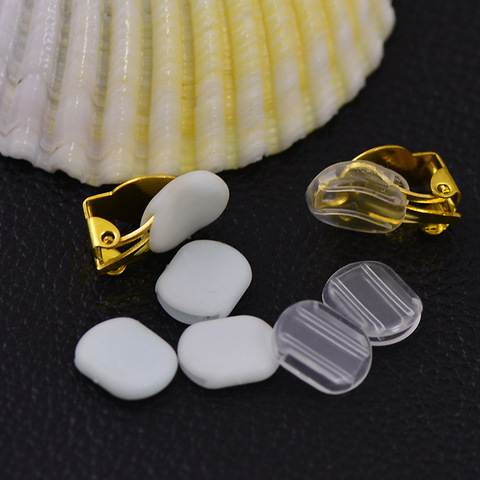 SEA MEW 50 PCS 8.2*10.2mm White Transparent Silicone Ear Clip Pad Anti-pain Pad DIY Jewelry Findings ► Photo 1/6