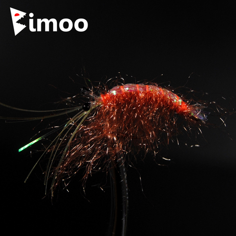 Bimoo 4PCS #6 Orange Color Shrimp Fly Fishing Artificial Shrimps Prawn Bait Lures ► Photo 1/2