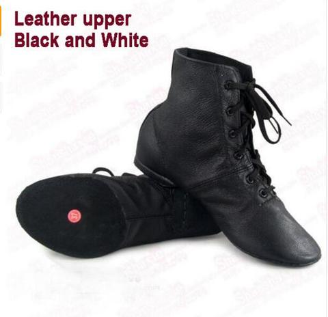 Women Girls Leather Jazz Dance Boot Shoes Lace Up Sport Dancing Shoes Soft Sole 