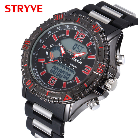 Discount sales Man Military Watches Large Dial Waterproof Dual Display Quartz Digital Clock Men Luxury Sports Watch reloj hombre ► Photo 1/6