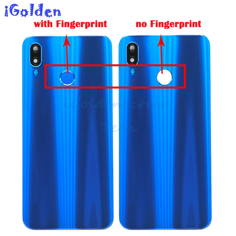 For Huawei P20 Lite Back Battery Rear Cover Door Housing Case Glass Panel+camera lens+Fingerprint button Nova 3e battery door ► Photo 1/5