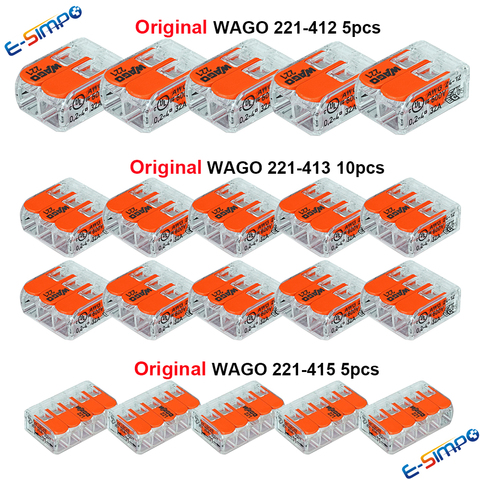 20pcs 221-412 221-413 221-415 100%Original Wire Connector Kit Splice Connector 24-12AWG CE PSE UL Quick Disconnect Wire Terminal ► Photo 1/6