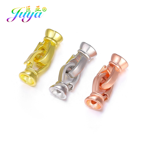 Juya DIY Simple Design 2 Hooks Fastener Connector Locket Clasps Accessories For Beadwork Natural Stone Bead Pearl Jewelry Making ► Photo 1/6
