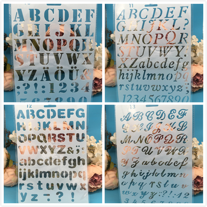 4pcs Assoted Colors Plastic Letter and Alphabet Stencil Sets Drawing  Drafting Template - AliExpress