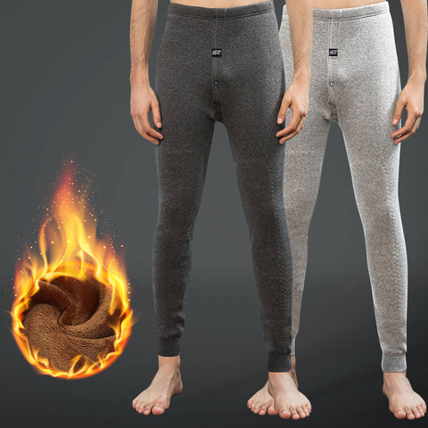 Winter Men Thermal Underwear Bottoms Male Leggings Thermos Pants Male Warm Wool Thicken Long Johns Underwear Men's Warm Pants ► Photo 1/6