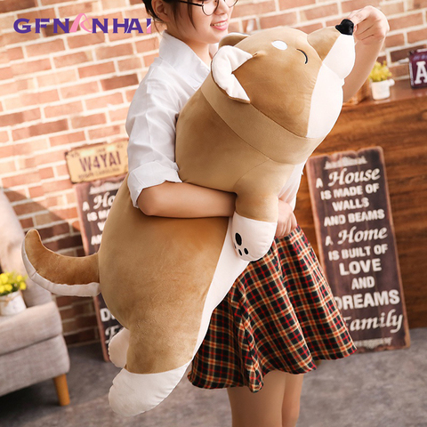 1pc 80/100cm Giant Size Lying Shiba Inu Dog Plush Pillow Stuffed Soft Toys Lovely Animal Dog Dolls Sleeping Pillow Gift Toys ► Photo 1/6