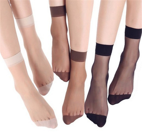 20pcs=10 Pairs Summer bamboo female Short Socks Women's socks Thin Crystal Transparent Silk Socks Girl Ankle Sox ► Photo 1/6
