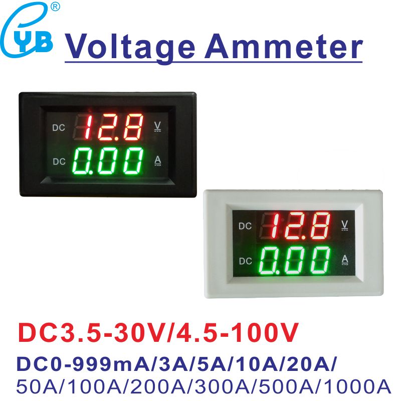 LED DC 0-100V 5-100A/AC 80-300V 50A Dual Digital Voltmeter Ammeter Panel Meter 