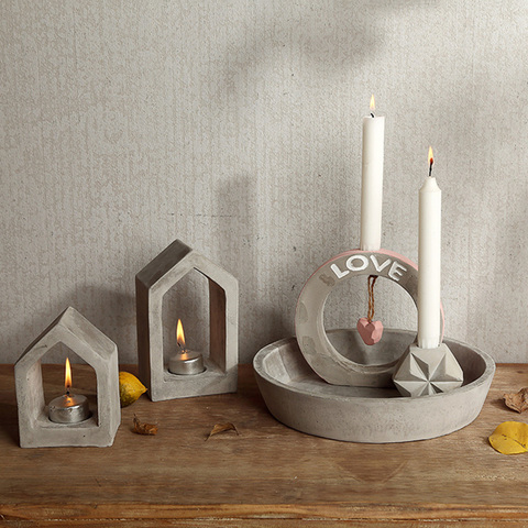 concrete candlestick molds silicone concrete molds for desk candle holder ► Photo 1/6