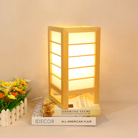 Japanese-style Art Deco Table Lamp Simple Modern Wooden Led Desk Lamp Scotch Bedroom Bedside Lamp Home Deco Solid Wood Droplight ► Photo 1/6
