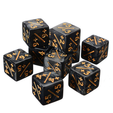 10Pcs White Black 14mm 6 Side Dice Counters +1/-1 Dice Kids Toy Counting Dice For Magic The Gathering Game Counting ► Photo 1/6