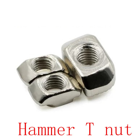 T-nut M3 M4 M5 M6 M8 Hammer Head T Nut Fasten Slot Nut Connector Nickel plated for 20 30 40 45 EU Aluminum Extrusion Profile ► Photo 1/1