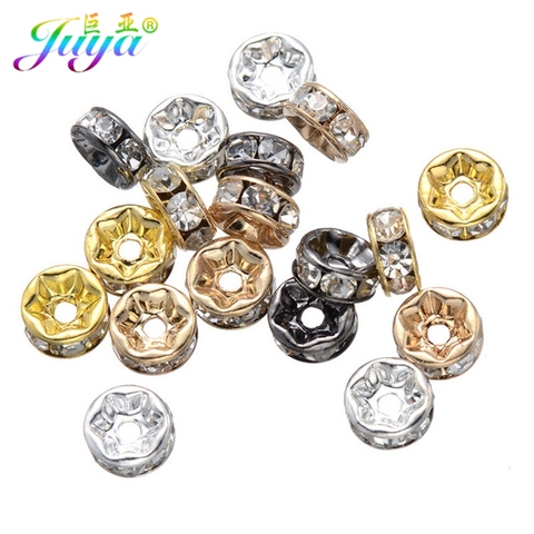 100pcs/lot Metal Gold/Gun Black/Silver Color Crystal Rhinestone 7MM Needlework Spacers Beads DIY Jewelry Accessories ► Photo 1/6