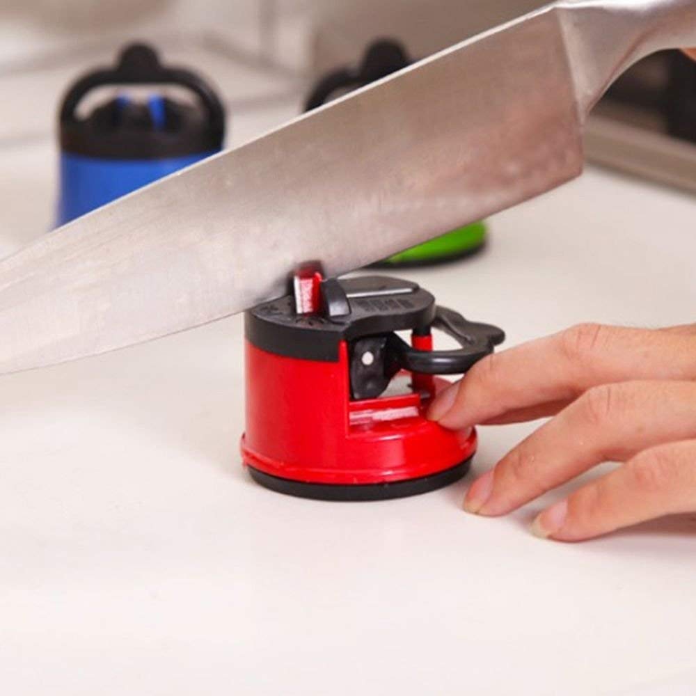  Knife Sharpeners, Mini Knife Sharpeners with Suction Base,  Pocket Knife Sharpeners Suitable for Most Blade Types, knife sharpeners for  kitchen knives, Red: Home & Kitchen