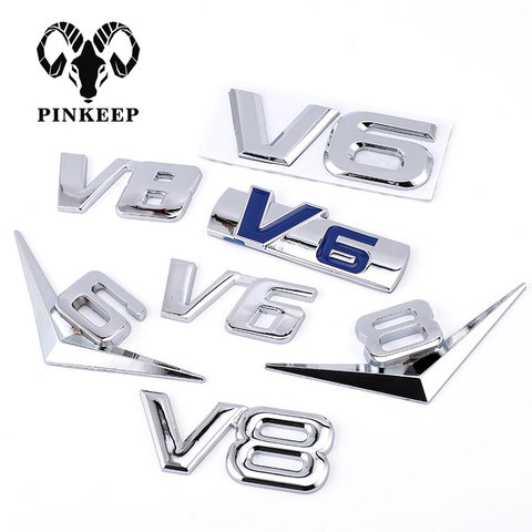 Car Styling 3D Metal V6 V8 Engine Display Car Sticker Emblem Badge