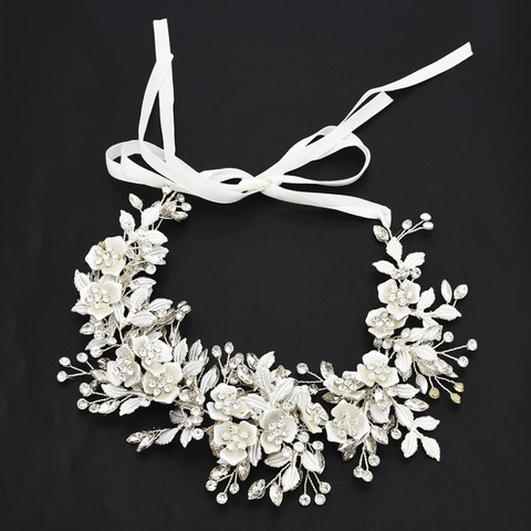 Shinny Crystal Bridal Wedding Head Piece Bride Headwear Pearl Headbands Crowns Hair Ribbon Flower Party Head Jewelry Accessories ► Photo 1/6