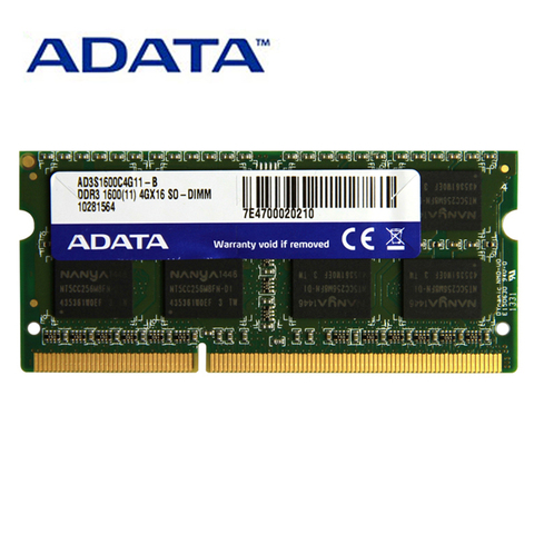 ADATA DDR3 DDR3L 1.35V 1.5V SO-DIMM 2GB 4GB 8GB 1333MHz 1600Mhz Memory Ram PC3-12800 For Notebook ThinkPad Acer Laptop RAMs ► Photo 1/6