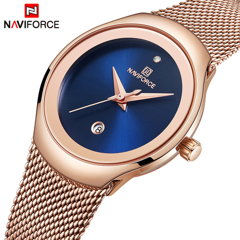 NAVIFORCE Women Watch Luxury Brand Fashion Casual Ladies Quartz Wristwatch Rose Gold Stainless Steel Mesh Dress Clock For Girl ► Photo 1/6