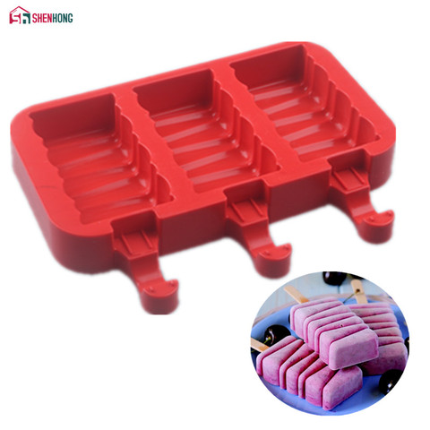 SHENHONG 4 Cavities Silicone Freezer Ice Cream candy bar Making Tool Juice Popsicle Molds Children Pop Lolly Tray Ice Cube maker ► Photo 1/6