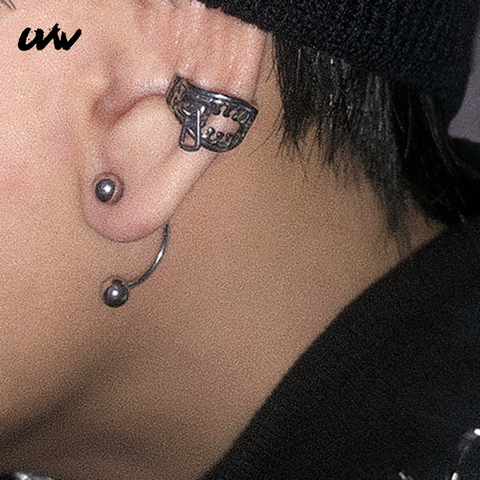 UVW139 2pc Trendy Barbell Ear Stud Earrings Ear Plug Geometric Piercing Body Jewelry Men Women Accessories Pendientes Brincos ► Photo 1/6