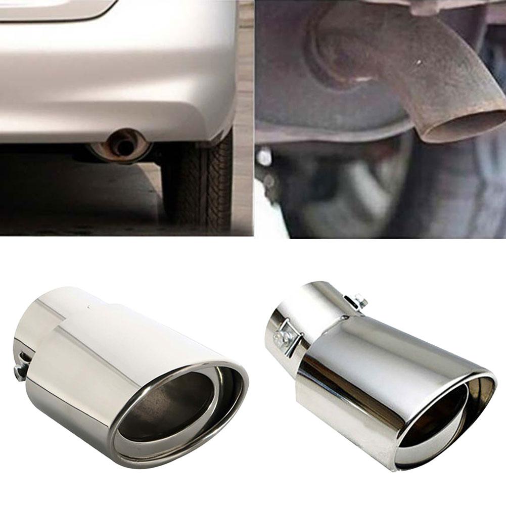 Universal Car Round Exhaust Tail Muffler Tip Pipe Stainless Steel Chrome Silver 