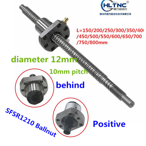 12 diameter 10mm pitch SFSR1210 150 200 250 300 350 400 450 500 550 600 650 mm C7 ball screw SFS1210 BK/BF10 end machined ► Photo 1/6