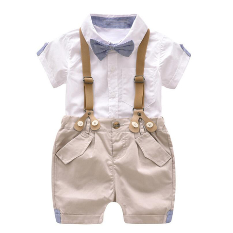 Formal Kids Clothes Toddler Boys Clothing Set Summer Baby Suit Shorts Children Shirt with Collar Wedding Party Costume 1-4 years ► Photo 1/6